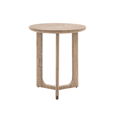 Zyra Smoked Oak Wooden Round Side Table Furniture 
