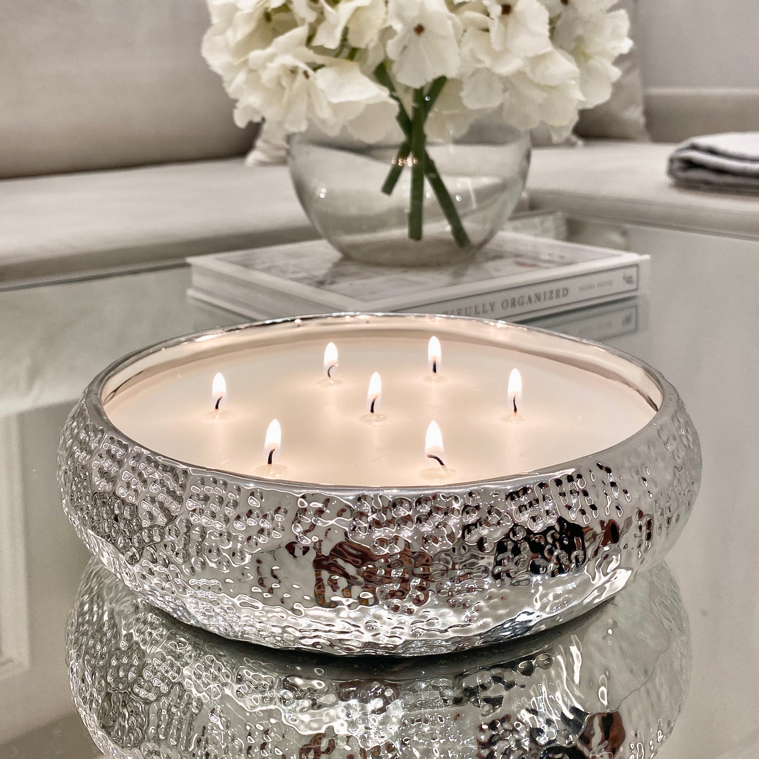 Aeolian Large 7 Wick Silver Scented Candle Candle 