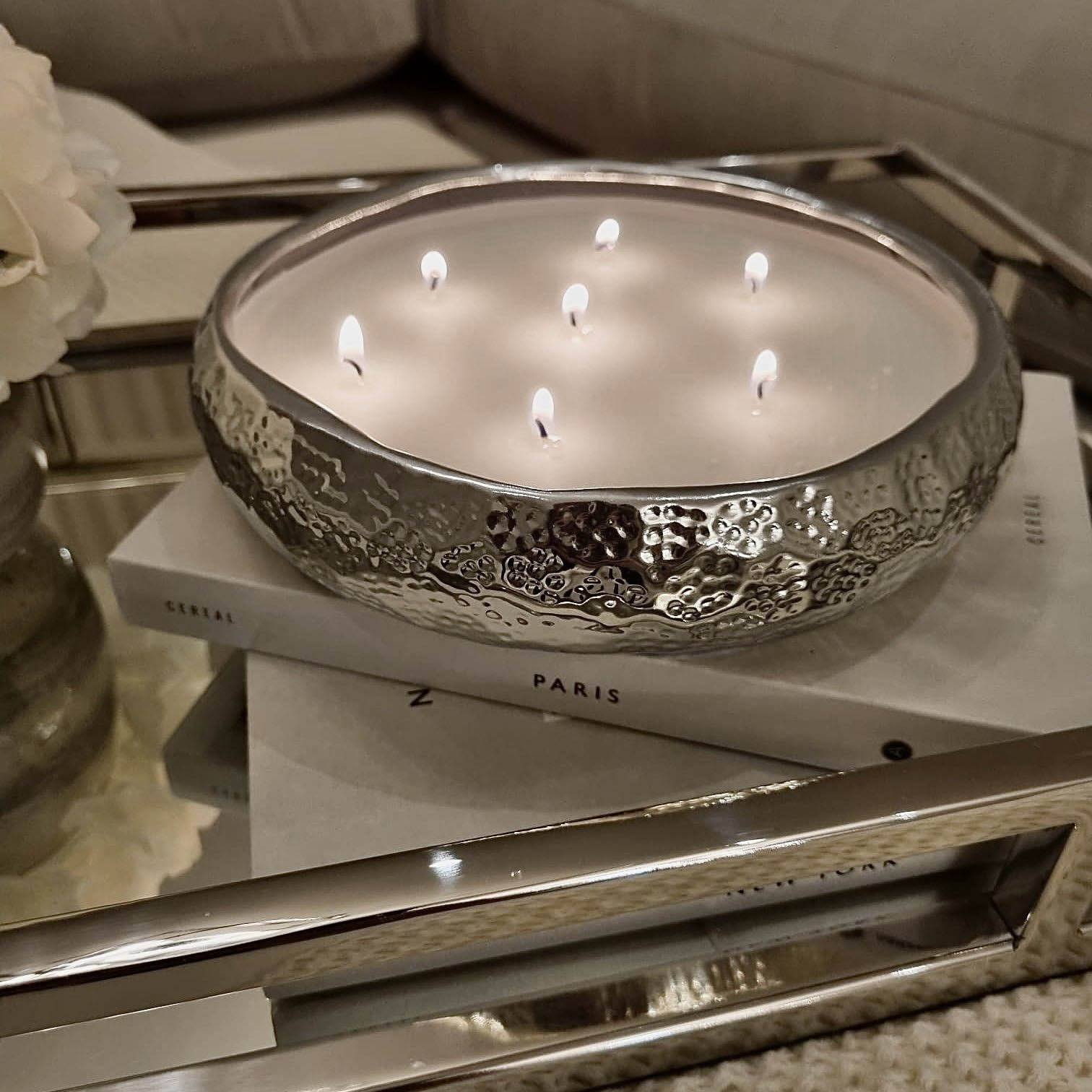 Aeolian Large 7 Wick Silver Scented Candle Candle 
