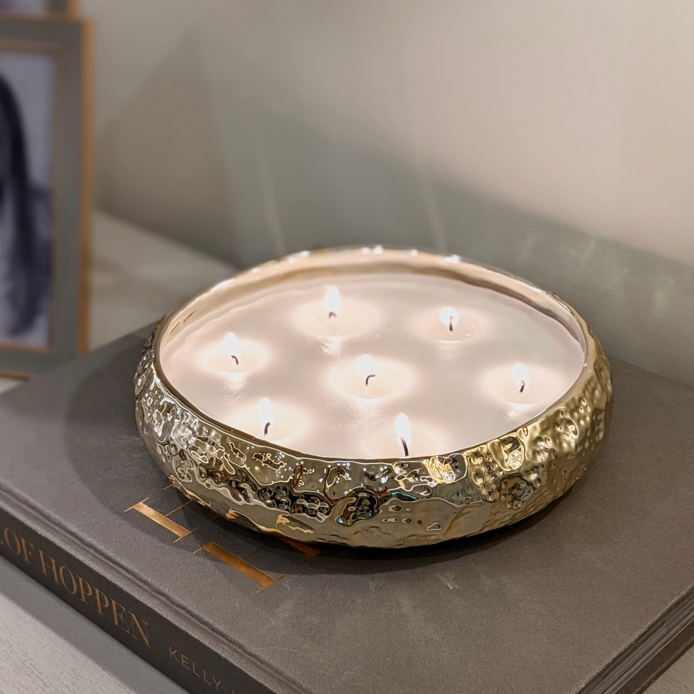 Aeolian Large Light Gold 7 Wick Scented Candle Accessories 