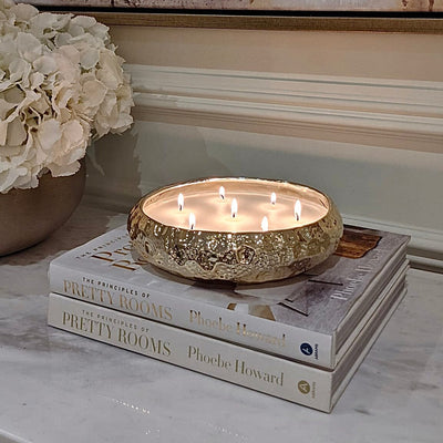 Aeolian Large Light Gold 7 Wick Scented Candle Accessories 