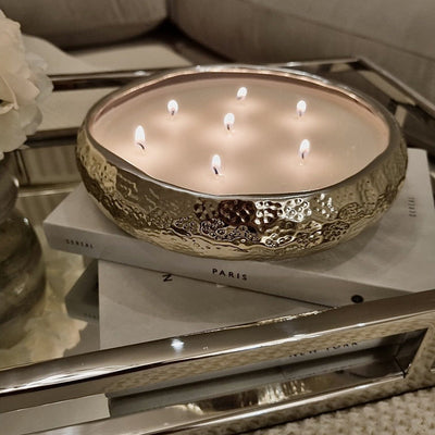 Aeolian Large Light Gold 7 Wick Scented Candle Accessories 
