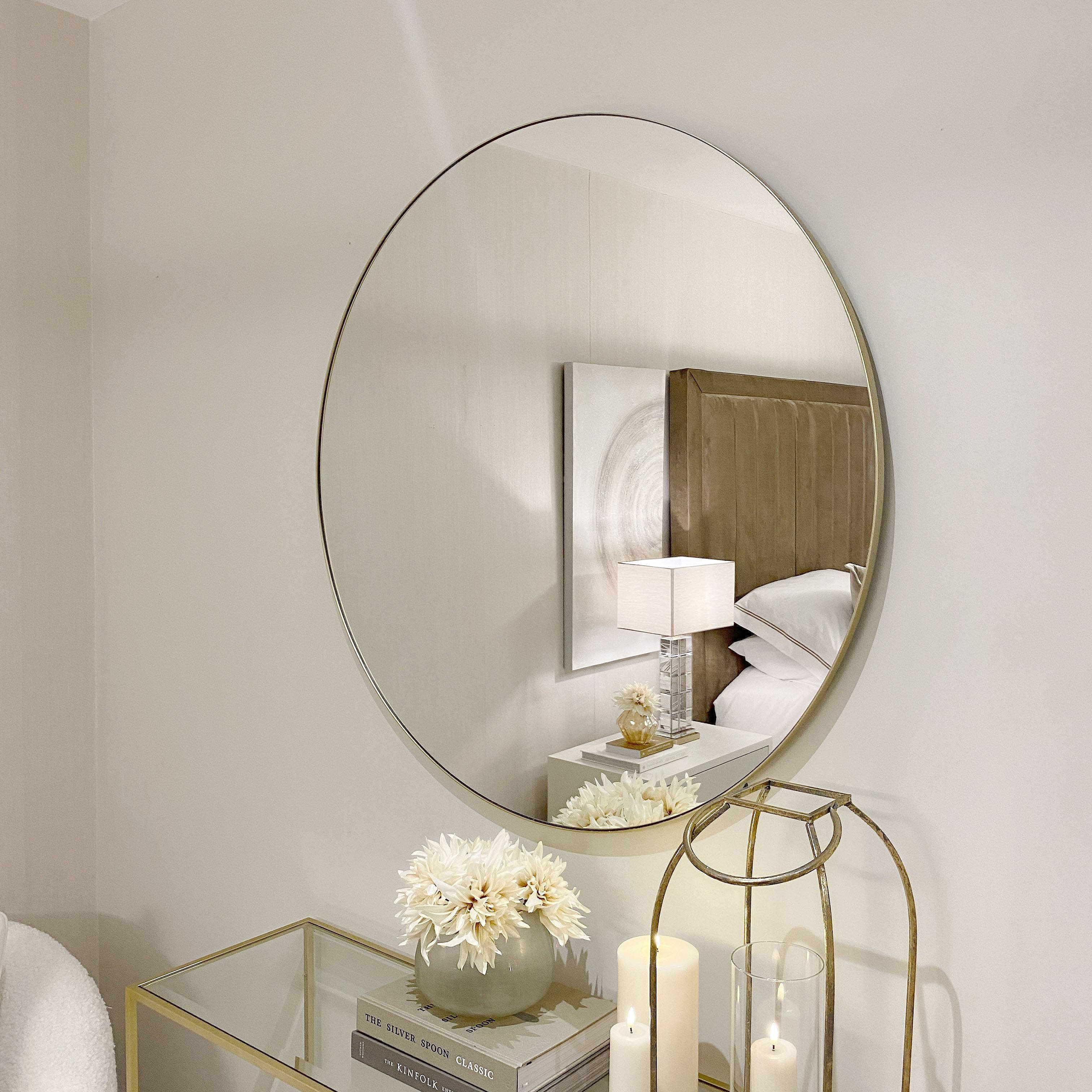Alcora Large Round Champagne Mirror Mirror 