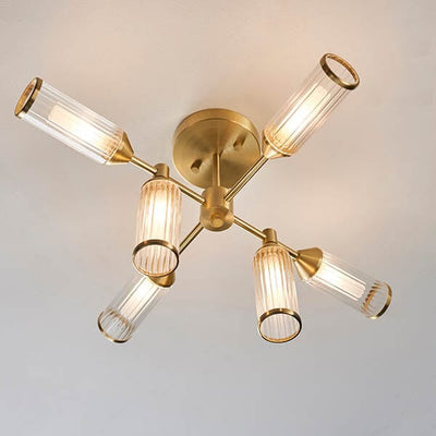 Apollo Gold & Glass Semi Flush Ceiling Light Lighting 