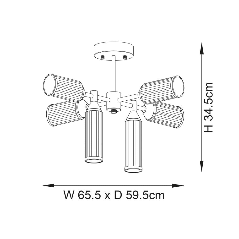 Apollo Gold & Glass Semi Flush Ceiling Light Lighting 