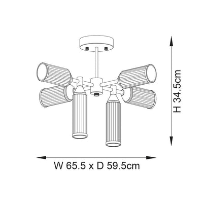 Apollo Gold & Glass Semi Flush Ceiling Light Lighting 
