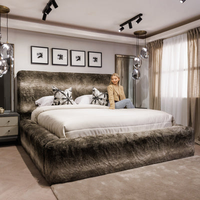 Arctic Wolf Luxury Chunky Faux Fur Bed Made to Order Bed 