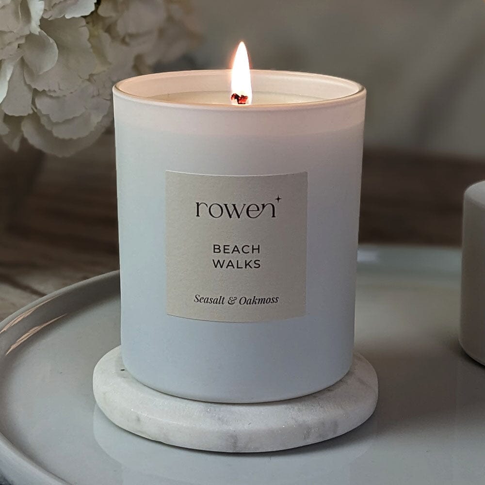 Beach Walks White Scented Candle - Sea Salt & Oakmoss Fragrance 