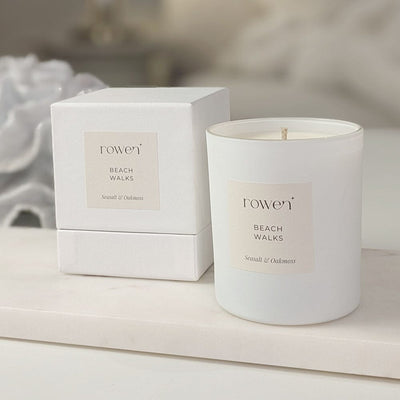 Beach Walks White Scented Candle - Sea Salt & Oakmoss Fragrance 