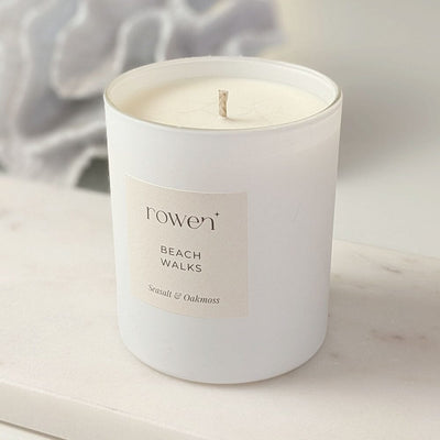 Beach Walks White Scented Candle - Sea Salt & Oakmoss Fragrance 