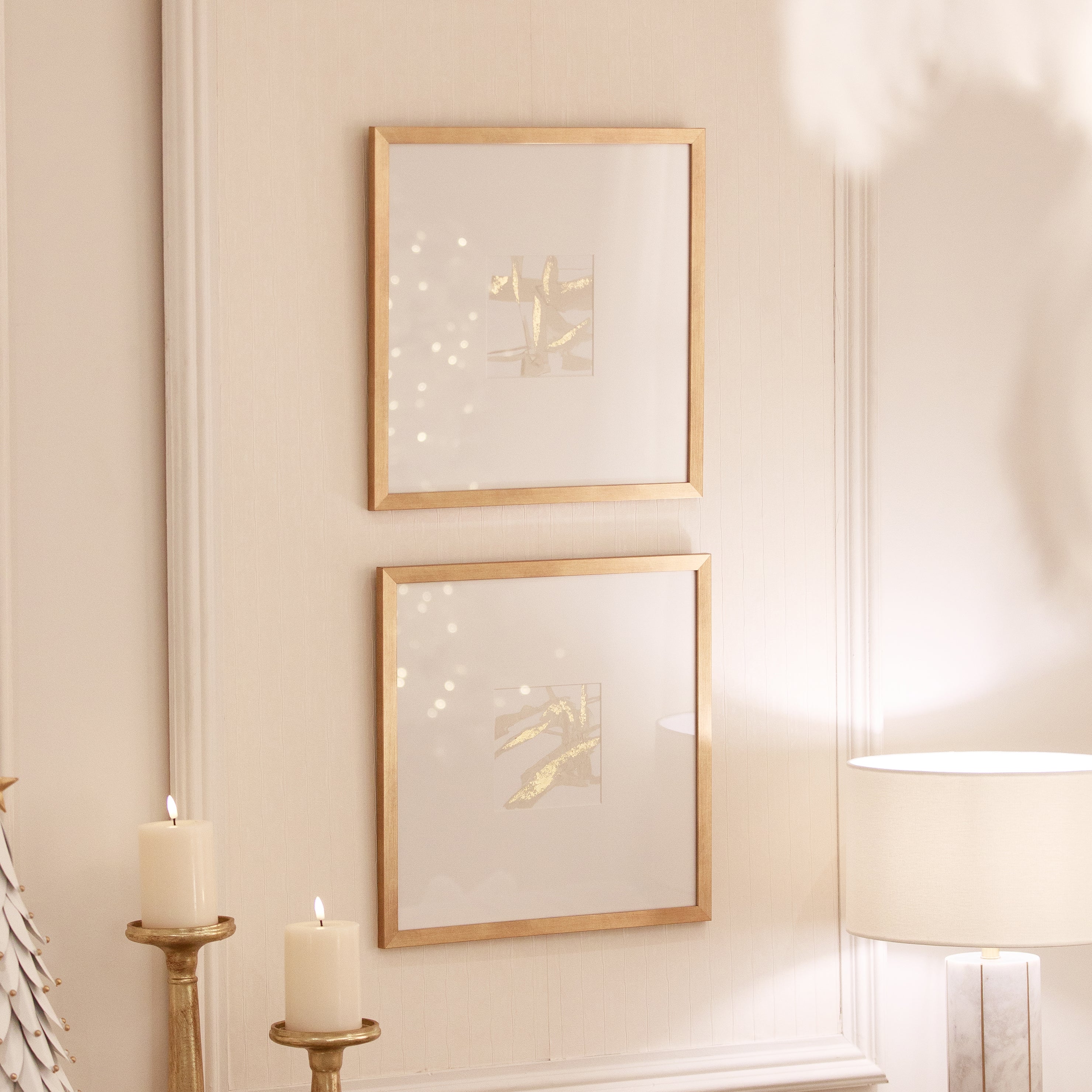 Bellissima Cream & Gold Wall Art Set of 2 Art 