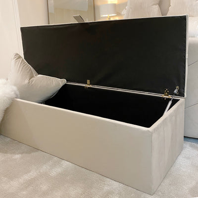 Belvoir Cream Buttoned Ottoman Box Furniture 