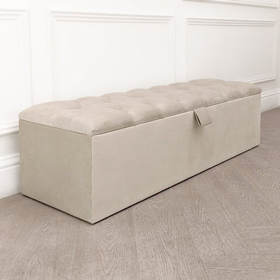 Belvoir Cream Buttoned Ottoman Box Furniture 
