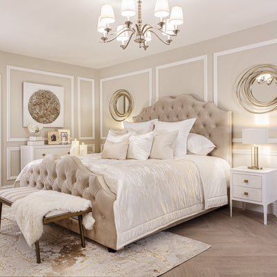 Belvoir Cream Luxury Curved Velvet Bed Bed 