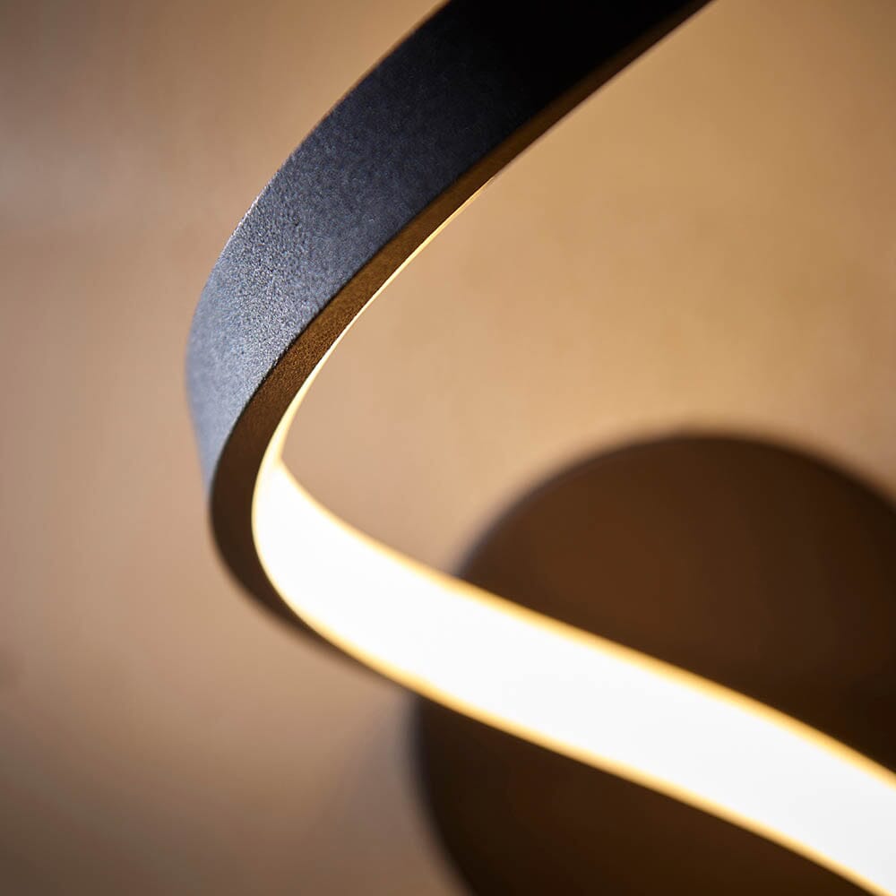 Black LED Twisted Outdoor Wall Light Lighting 