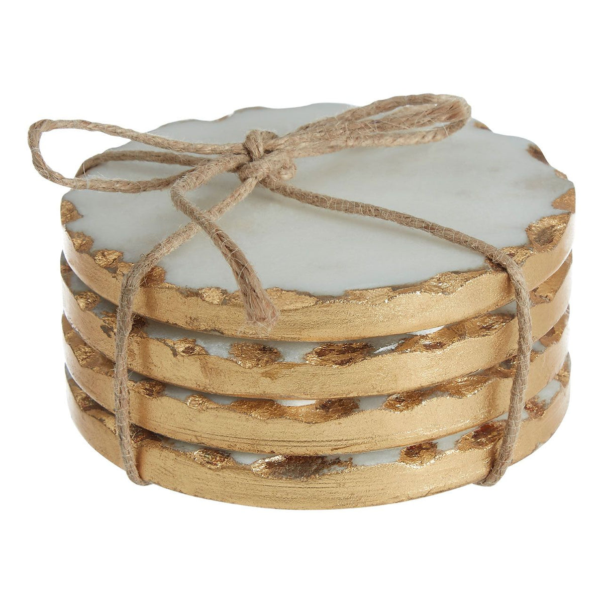Borel Set Of 4 Gold Foil Marble Round Coasters Kitchen 
