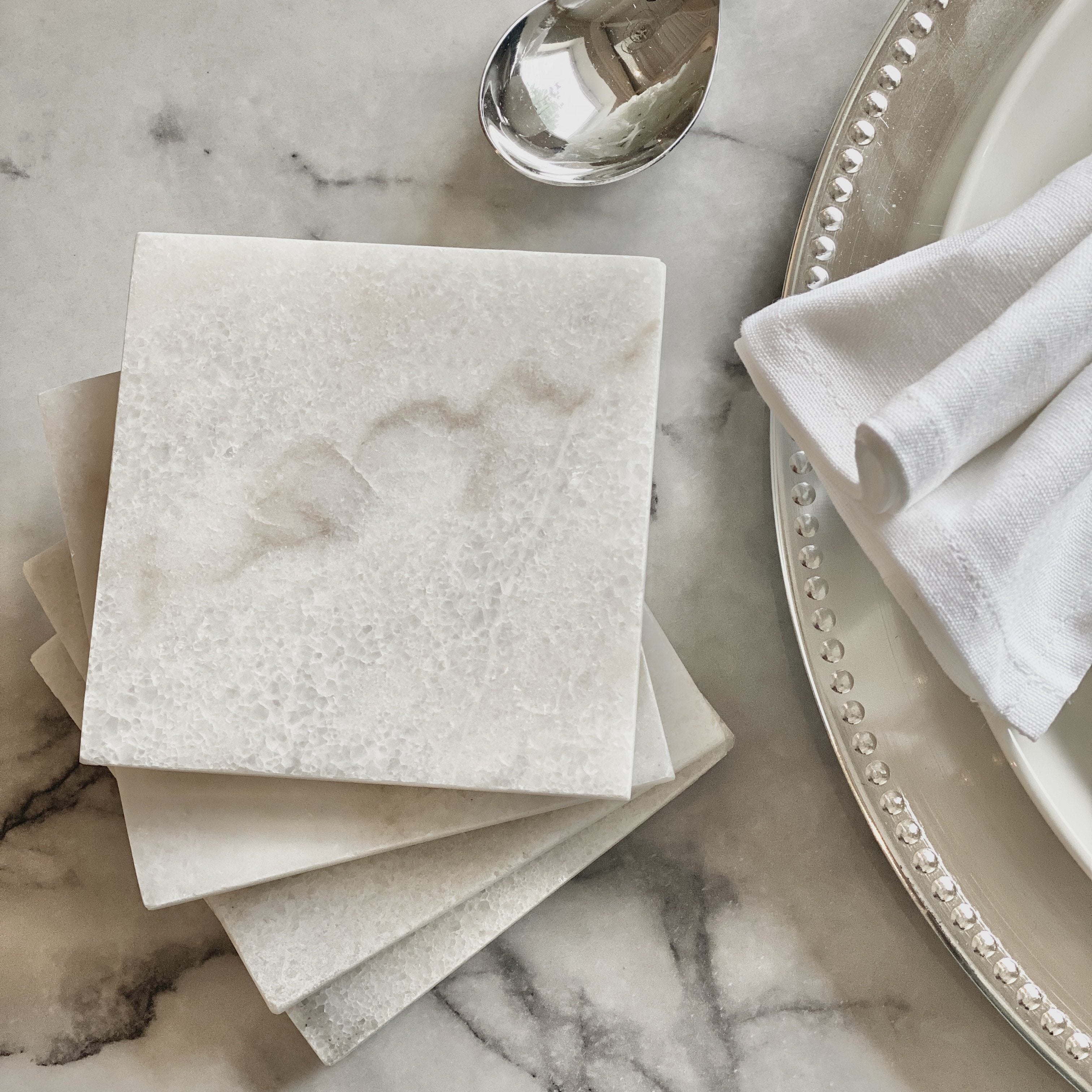 Canisteo Set of 4 Marble Coasters Accessories 
