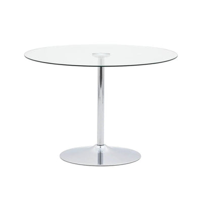 Canterbury Clear Glass & Silver Round Dining Table Table 