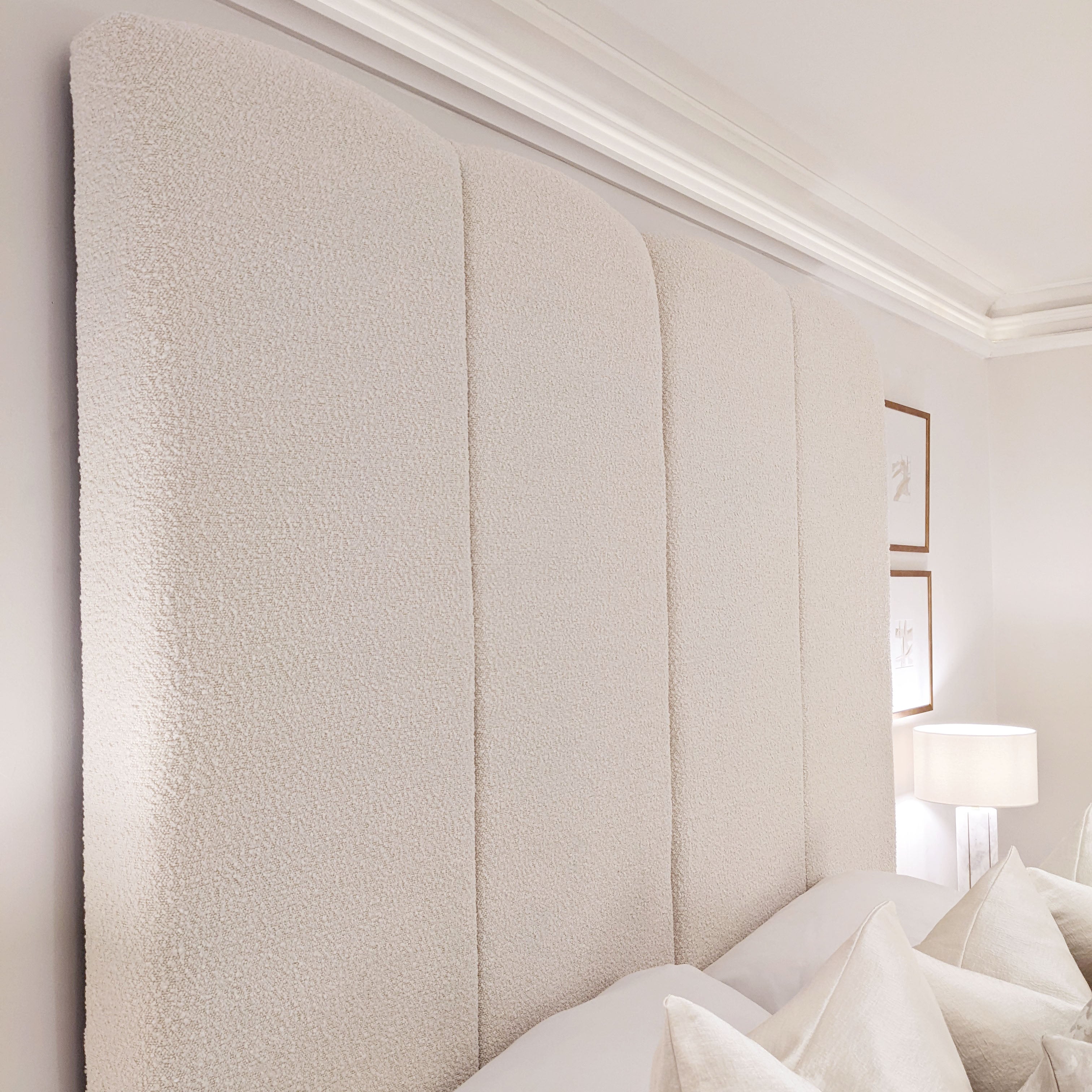 Cascade Cream Boucle Luxury Panelled Bed Bed 