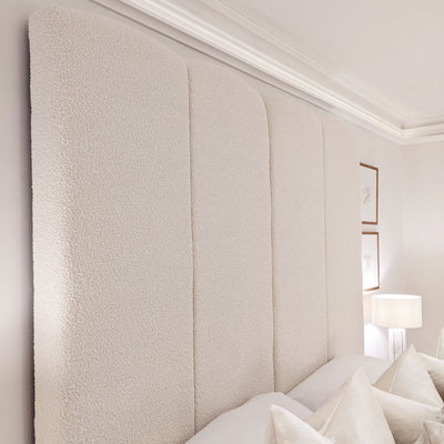 Cascade Cream Boucle Luxury Panelled Bed Bed 