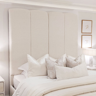 Cascade Cream Boucle Luxury Panelled Bed Bed 