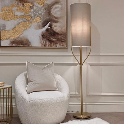Cleo Gold & Oatmeal Floor Lamp Lighting 