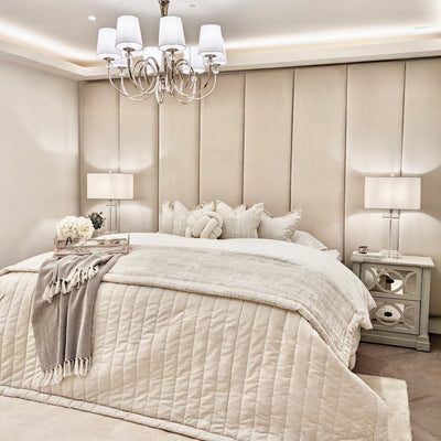 Cream Soft Velvet Individual Padded Upholstered Headboard Wall Panel - 45cm Headboard 
