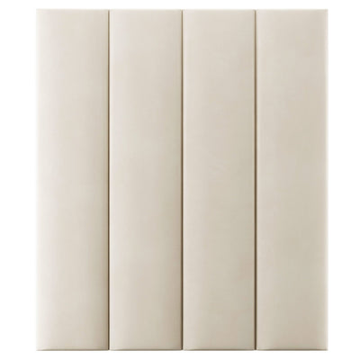 Cream Soft Velvet Individual Padded Upholstered Headboard Wall Panel - 45cm Headboard 