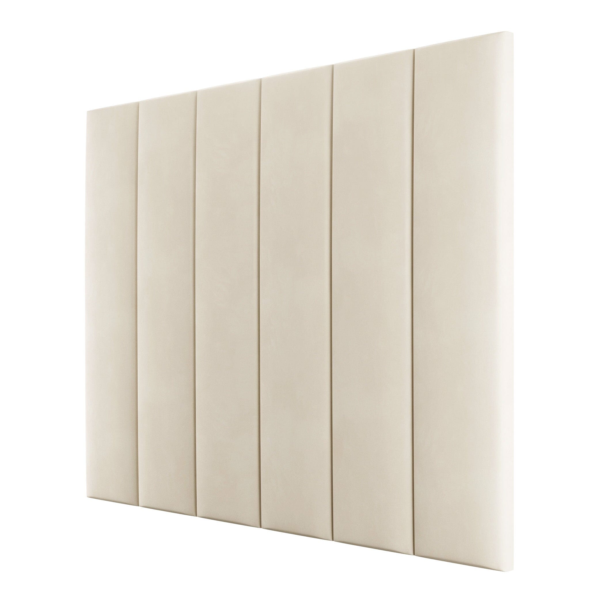 Cream Soft Velvet Individual Padded Upholstered Headboard Wall Panel - 45cm Headboard 
