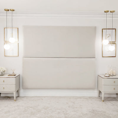 Cream Velvet Double Width Upholstered Headboard Wall Panel 