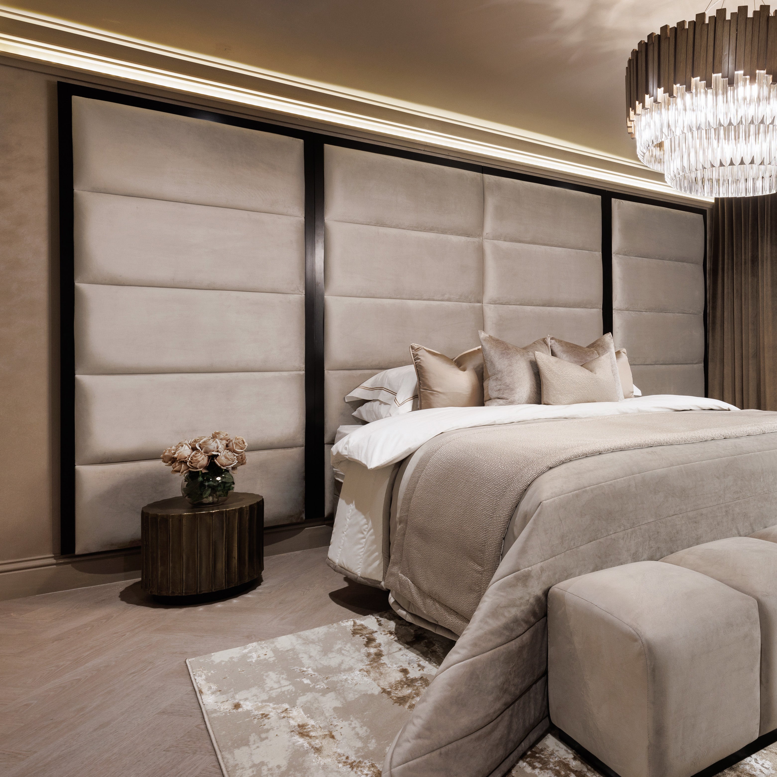 Dove Grey Luxury Velvet Chocolate Box Headboard with Wings Bed 