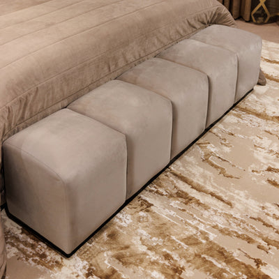 Dove Grey Luxury Velvet Upholstered Bench Furniture 