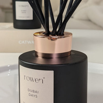 Dubai Days Black & Rose Gold Reed Diffuser - Sandalwood & Amber Fragrance 