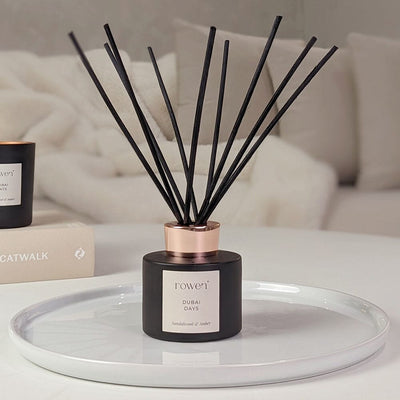 Dubai Days Black & Rose Gold Reed Diffuser - Sandalwood & Amber Fragrance 