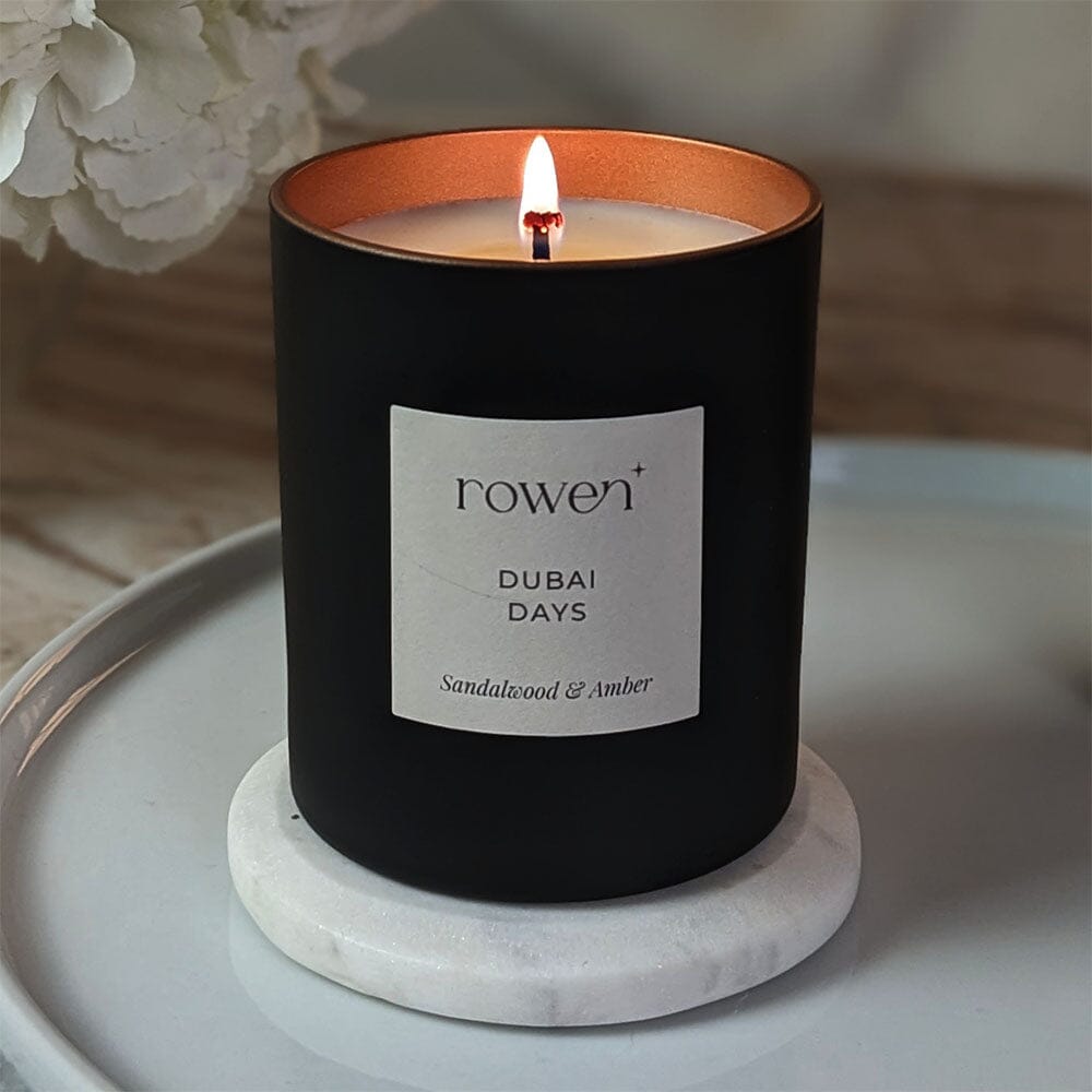 Dubai Days Black & Rose Gold Scented Candle - Sandalwood & Amber Fragrance 