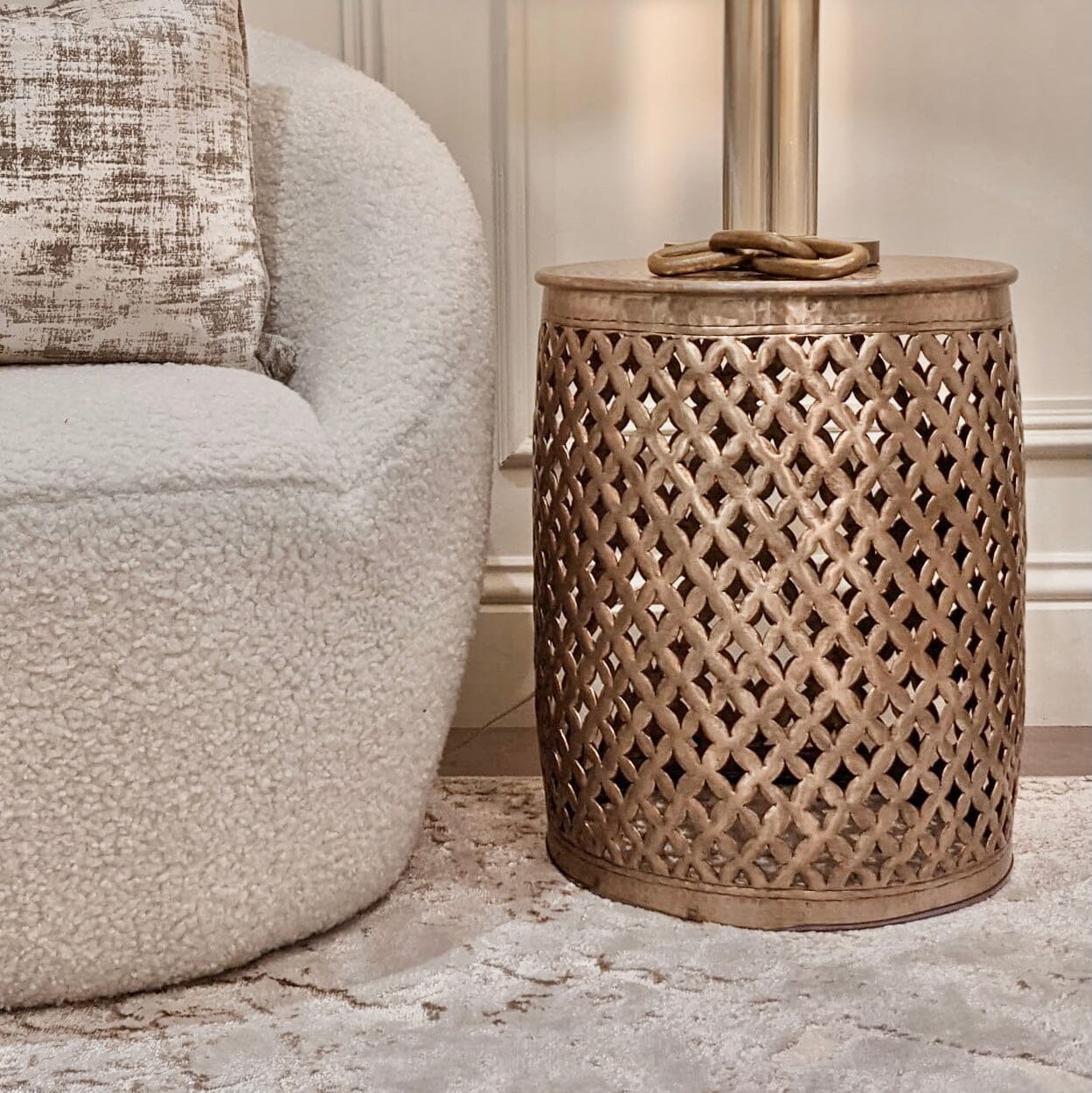 Duvali Gold Round Side Table End and Side Table 