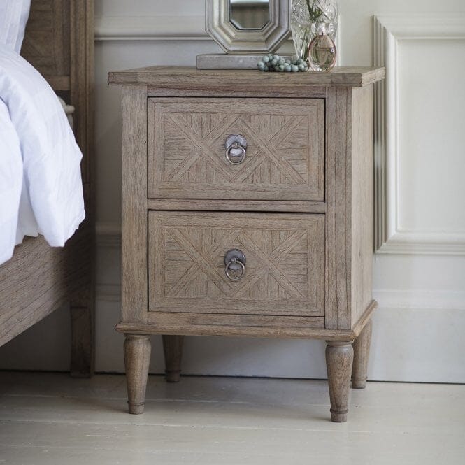 Elysium Natural Wood 2 Drawer Bedside End and Side Table 