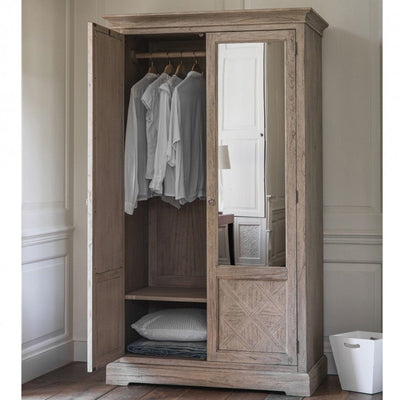 Elysium Natural Wood 2 Mirror Door Wardrobe Furniture 