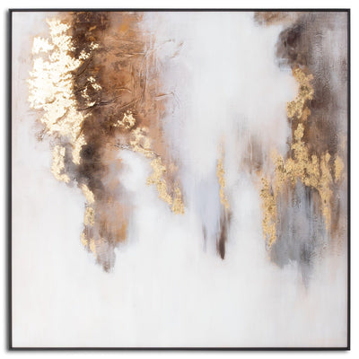 Estela Metallic Gold Abstract Glass Print Art 