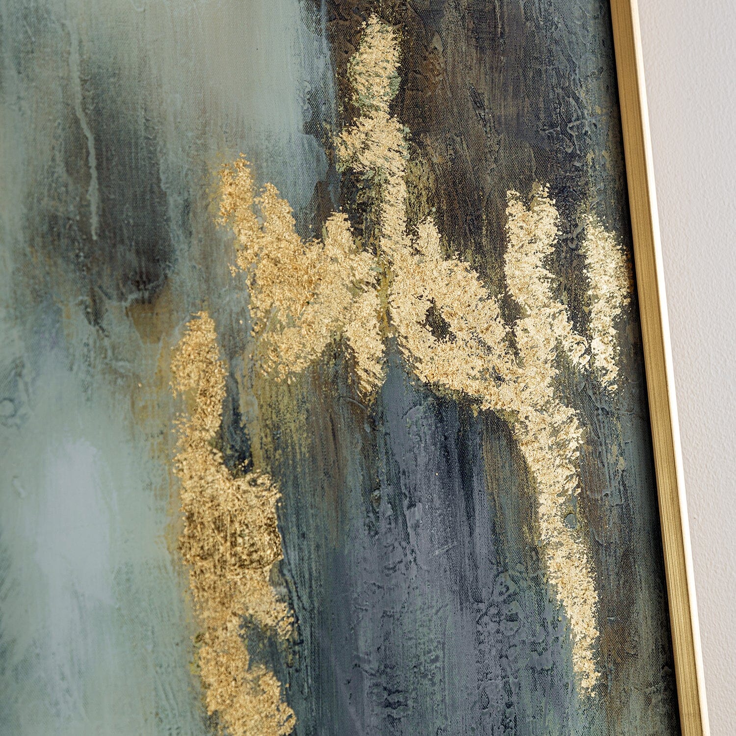 Estela Metallic Gold Abstract Glass Print Art 