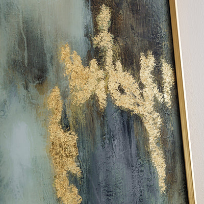 Estela Metallic Gold Abstract Glass Print Art 