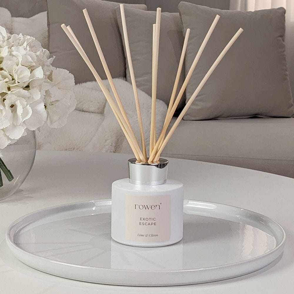 Exotic Escape White & Silver Reed Diffuser - Lime & Citron Fragrance 