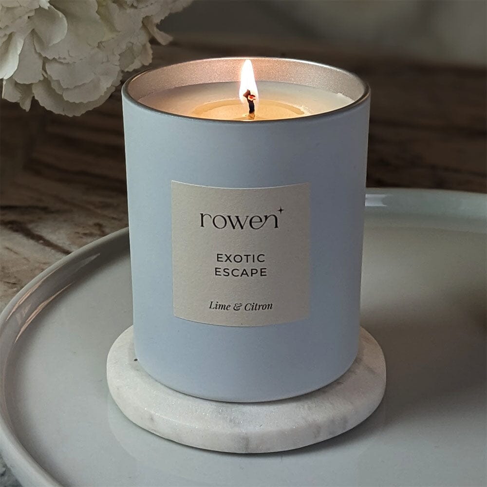 Exotic Escape White & Silver Scented Candle - Lime & Citron Fragrance 
