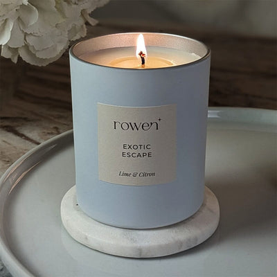 Exotic Escape White & Silver Scented Candle - Lime & Citron Fragrance 