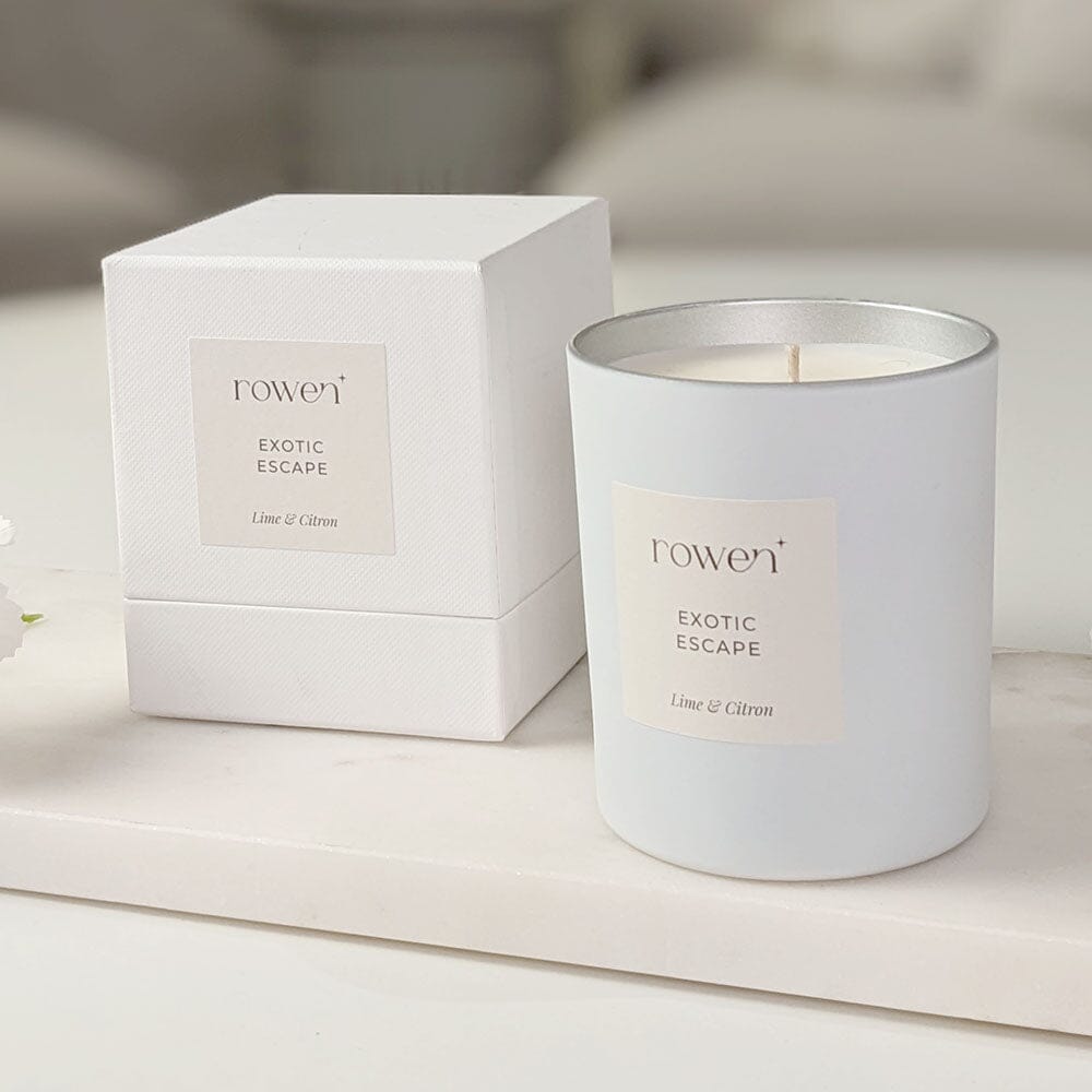 Exotic Escape White & Silver Scented Candle - Lime & Citron Fragrance 