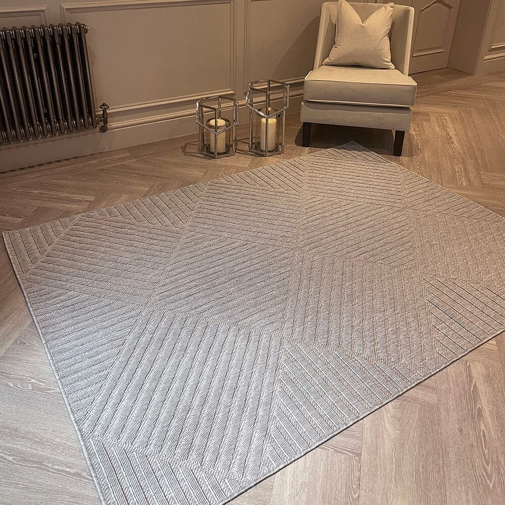 Fensham Grey Geometric Indoor / Outdoor Rug Textiles 