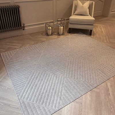 Fensham Grey Geometric Indoor / Outdoor Rug Textiles 