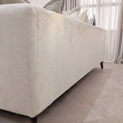 Gisele Oyster Textured Chenille, Pillowback Sofa Range With Walnut Legs 