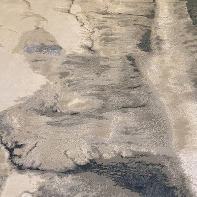 Glacial Cream & Grey Marble Wash Velvet Rug Rug 