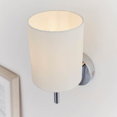 Hadleigh Silver Wall Light with Ivory Faux Silk Shade Lighting 